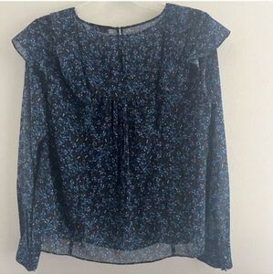 Parker Women Blouse Size Medium Long Slevee Ruffle Neck Top